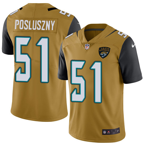 Men's Elite Paul Posluszny Nike Jersey Gold - #51 Rush NFL Jacksonville Jaguars